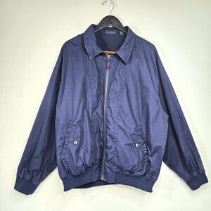 Vintage GANT NAvy Blue HArrington Leather Accent Bomber Varsity Zip Up Jacket